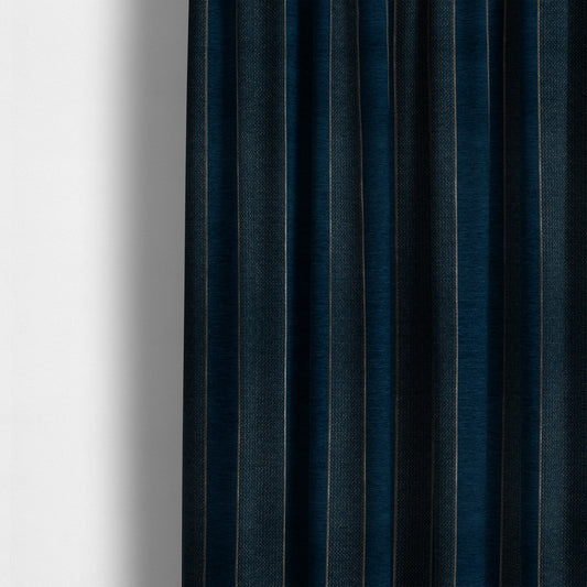 Ayon Striped Pattern Blue Gold Coloured With Shine Furnishing Fabric CTR-1283 - Made To Measure Curtains