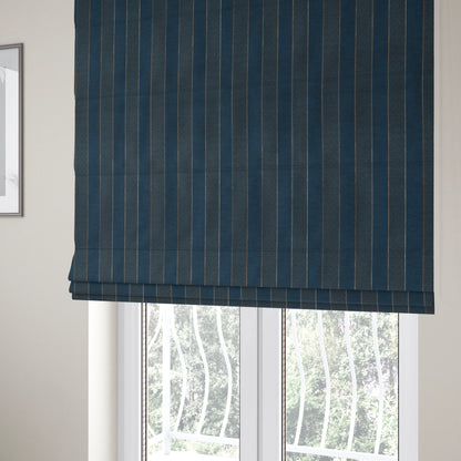 Ayon Striped Pattern Blue Gold Coloured With Shine Furnishing Fabric CTR-1283 - Roman Blinds