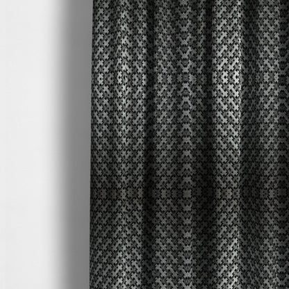 Ayon Geometric Pattern Black Silver Coloured With Shine Furnishing Fabric CTR-1285 - Made To Measure Curtains