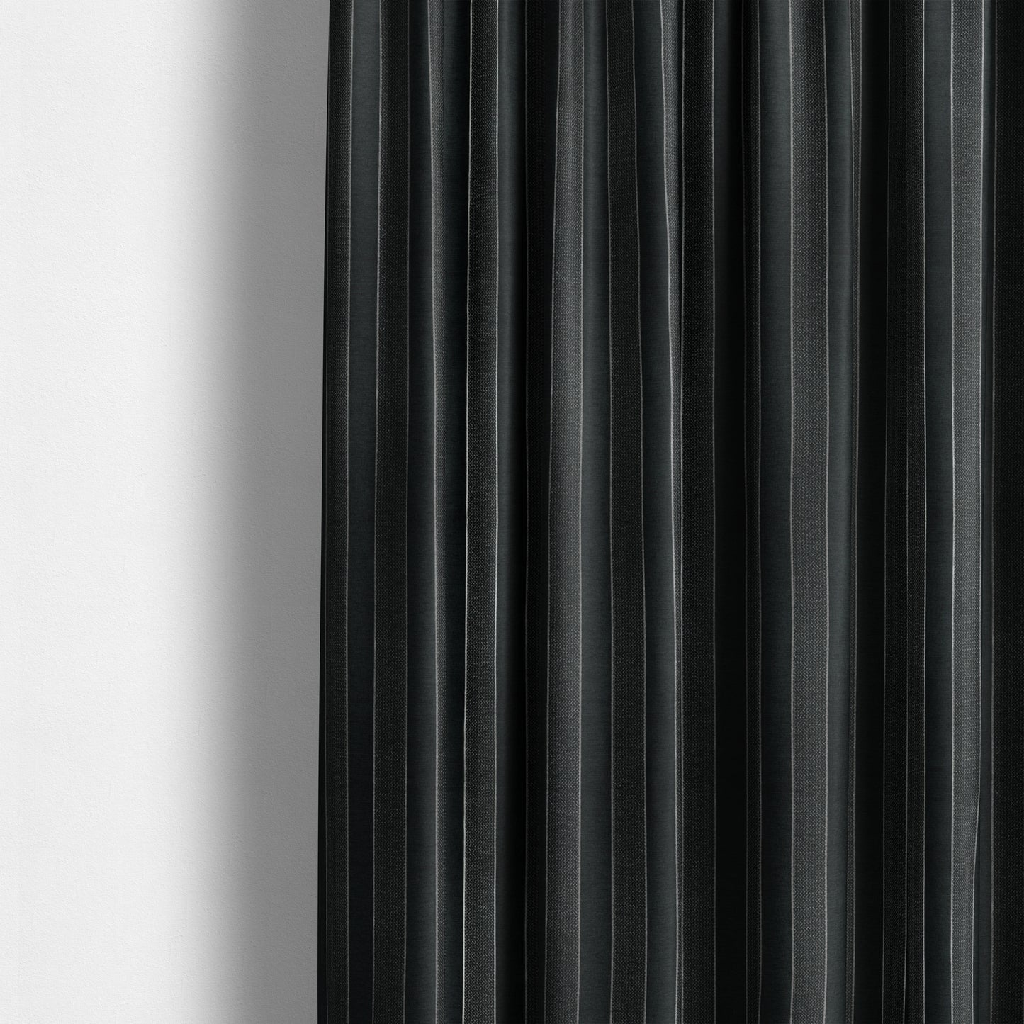 Ayon Stripe Pattern Black Silver Coloured With Shine Furnishing Fabric CTR-1286 - Made To Measure Curtains