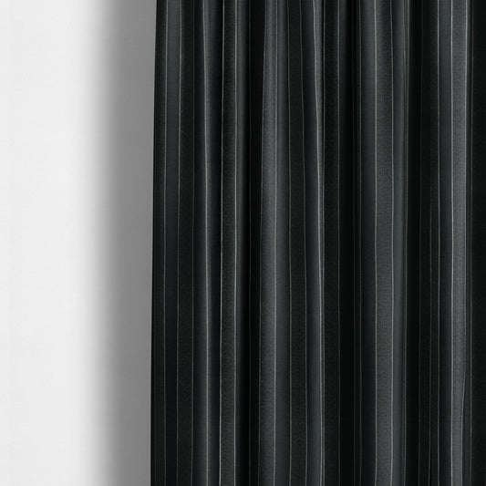 Ayon Stripe Pattern Black Silver Coloured With Shine Furnishing Fabric CTR-1286 - Made To Measure Curtains