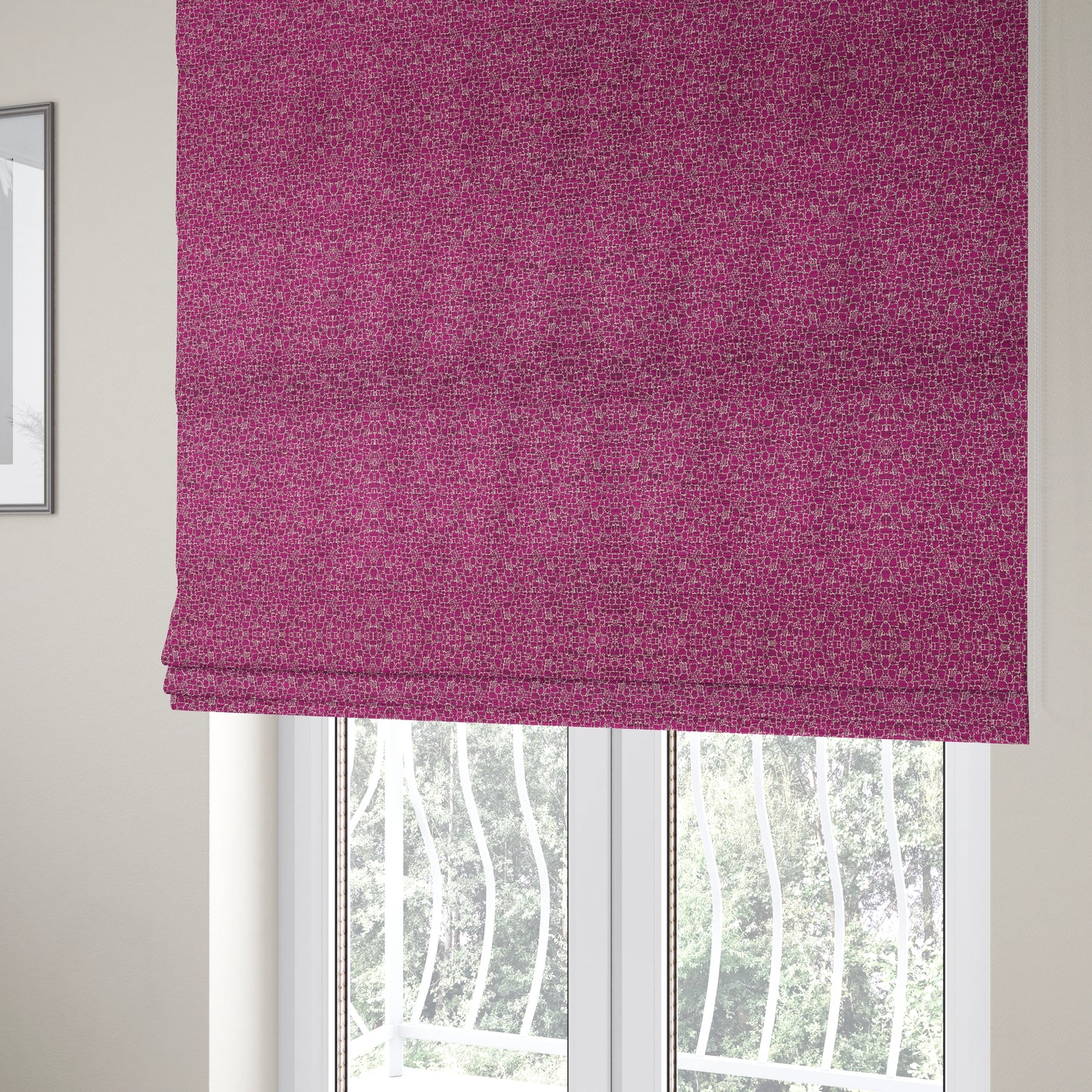 Ketu Collection Of Woven Chenille Pebble Stone Effect Fuchsia Pink Colour Furnishing Fabrics CTR-129 - Roman Blinds