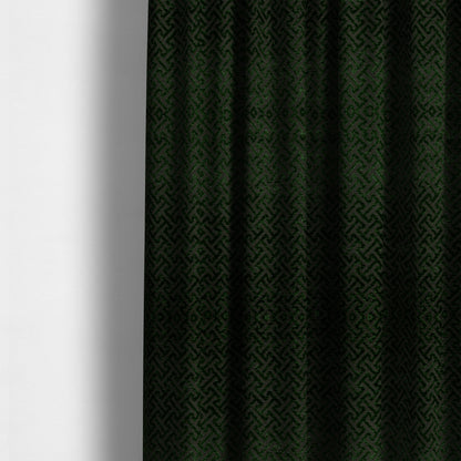 Napier Greek Key Geometric Pattern Green Chenille Upholstery Fabric CTR-1290 - Made To Measure Curtains