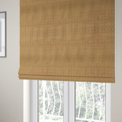 Napier Greek Key Geometric Pattern Golden Yellow Chenille Upholstery Fabric CTR-1296 - Roman Blinds