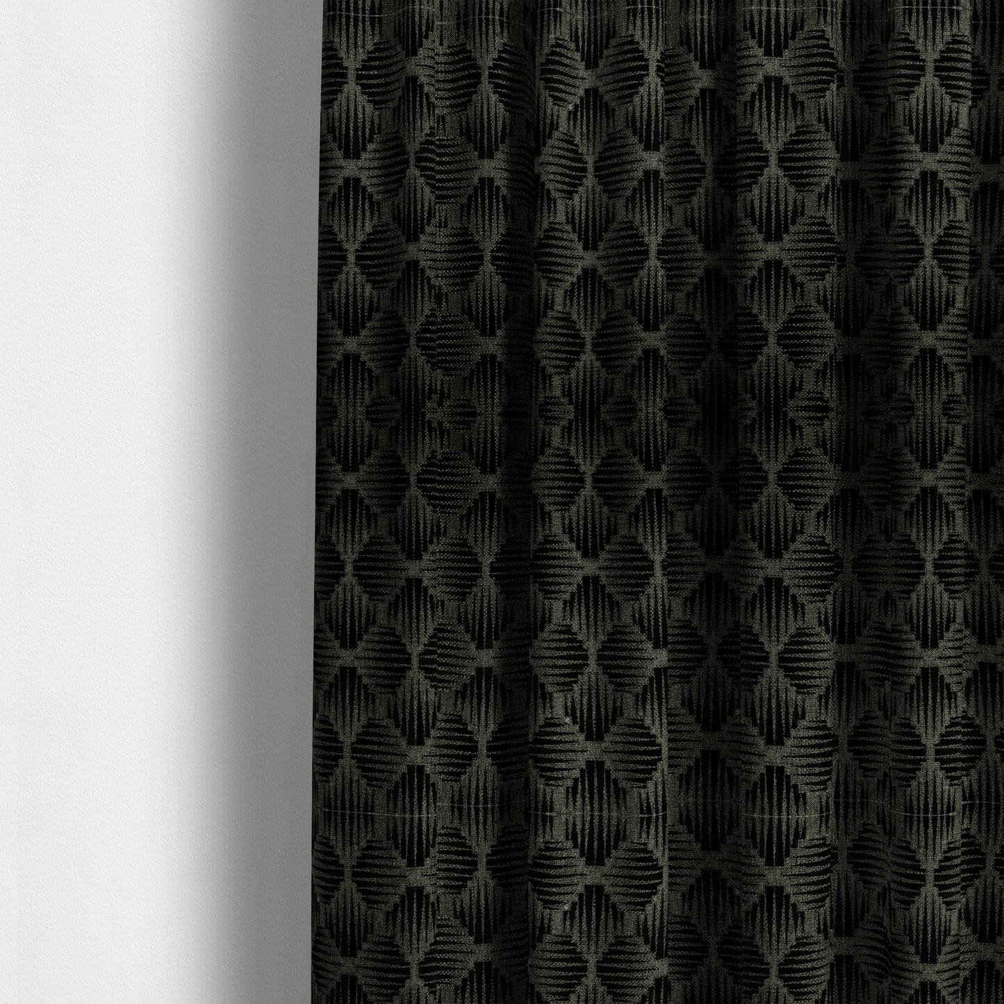 Canberra Geometric Pattern Chenille Black Material Upholstery Fabric CTR-1297 - Made To Measure Curtains