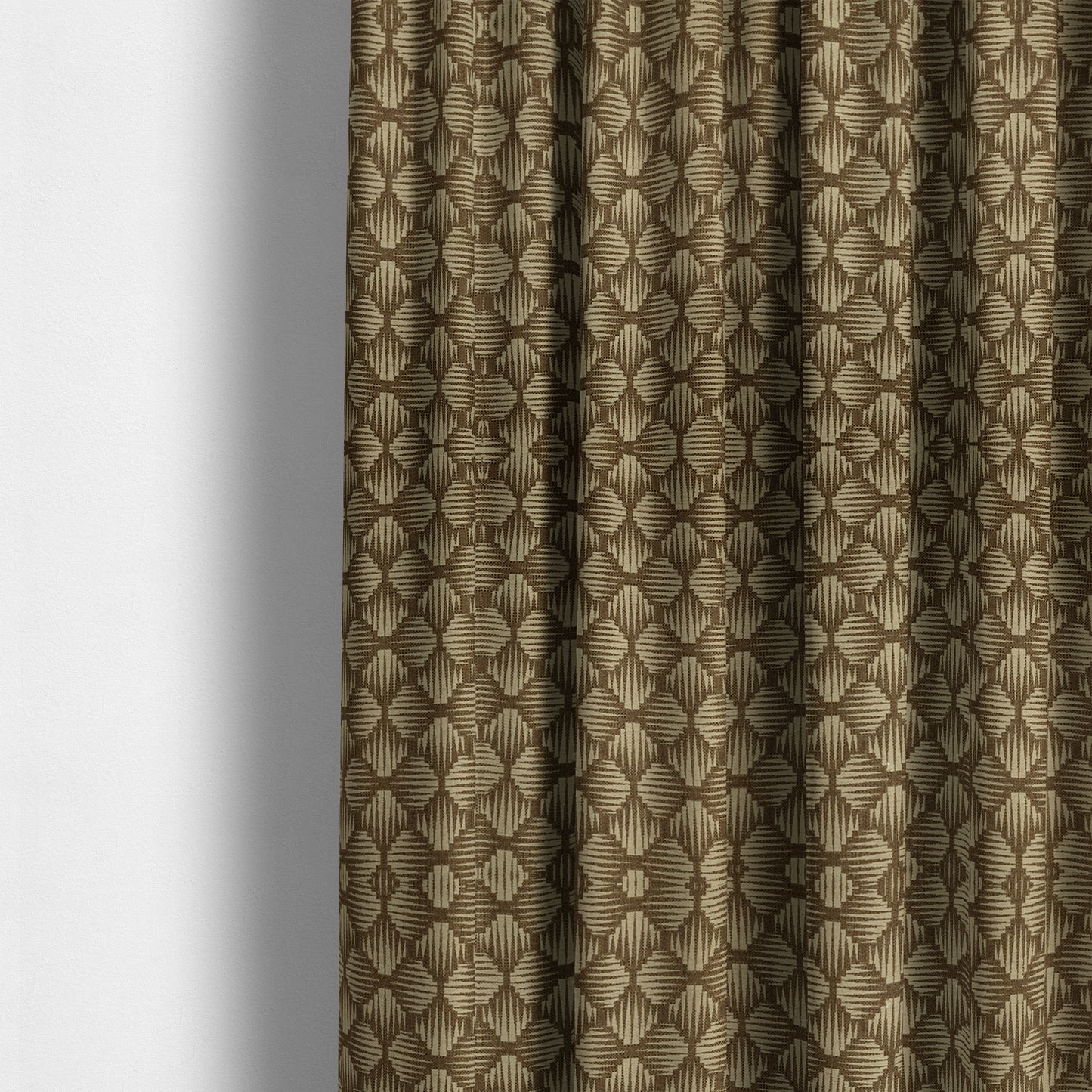 Canberra Geometric Pattern Chenille Brown Beige Material Upholstery Fabric CTR-1298 - Made To Measure Curtains