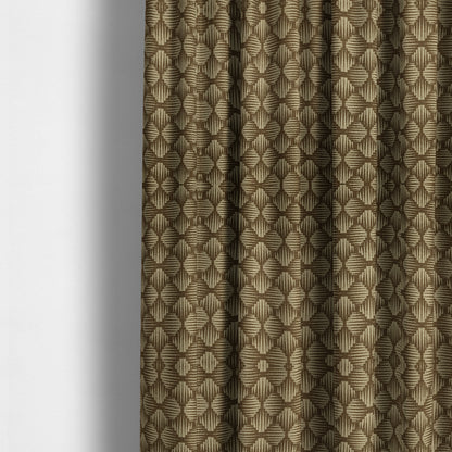 Canberra Geometric Pattern Chenille Brown Beige Material Upholstery Fabric CTR-1298 - Made To Measure Curtains