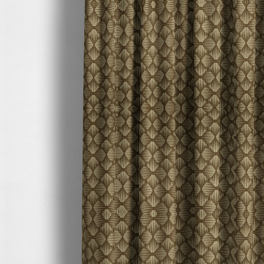 Canberra Geometric Pattern Chenille Brown Beige Material Upholstery Fabric CTR-1298 - Made To Measure Curtains