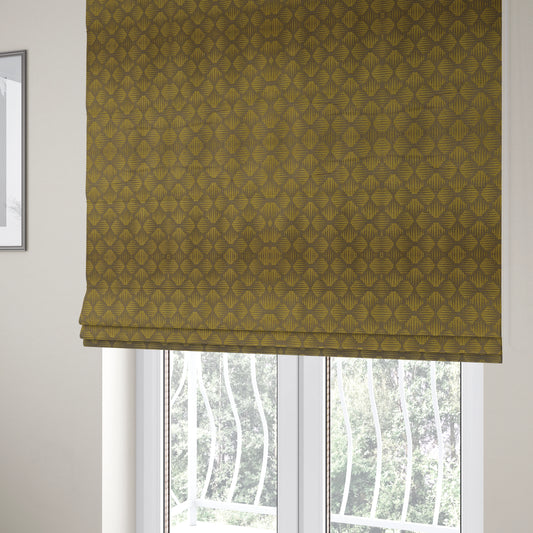 Canberra Geometric Pattern Chenille Yellow Material Upholstery Fabric CTR-1299 - Roman Blinds