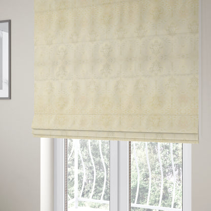 Sultan Collection Damask Pattern Golden Shine Effect Cream Colour Upholstery Fabric CTR-130 - Roman Blinds