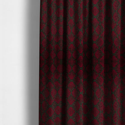 Canberra Geometric Pattern Chenille Red Material Upholstery Fabric CTR-1300 - Made To Measure Curtains