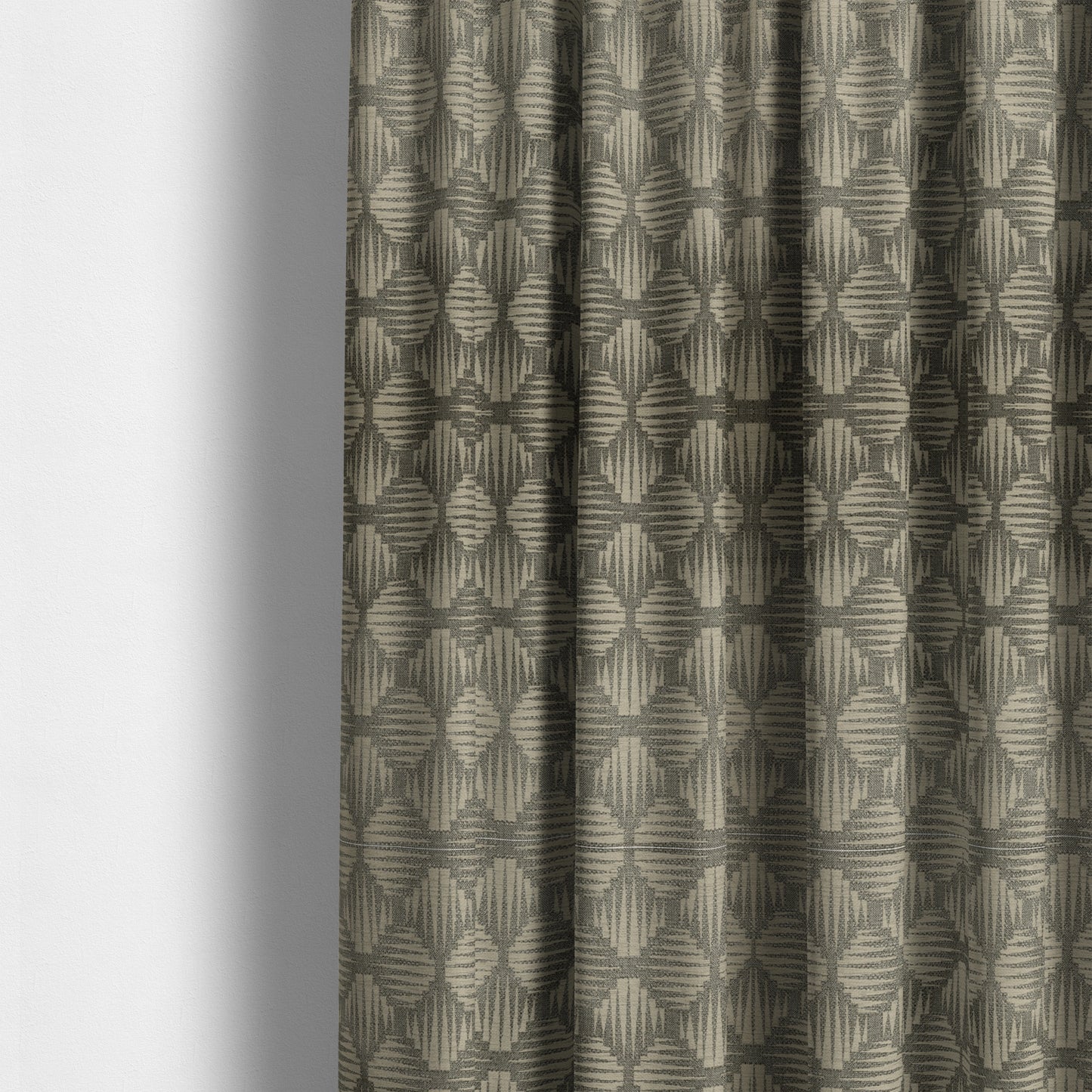 Canberra Geometric Pattern Chenille Grey Material Upholstery Fabric CTR-1303 - Made To Measure Curtains