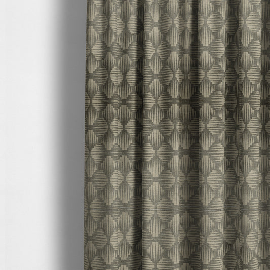 Canberra Geometric Pattern Chenille Grey Material Upholstery Fabric CTR-1303 - Made To Measure Curtains