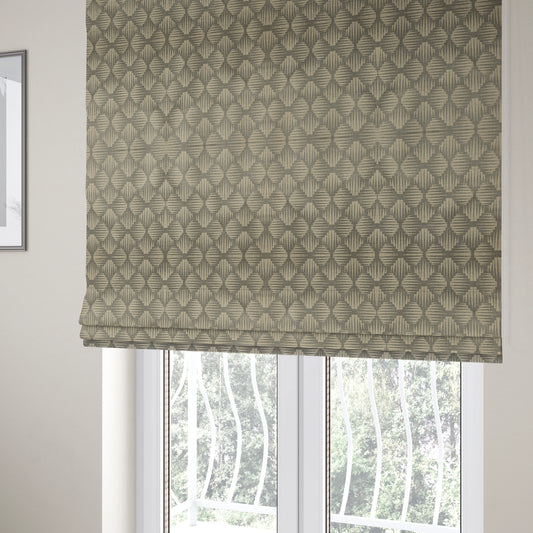 Canberra Geometric Pattern Chenille Grey Material Upholstery Fabric CTR-1303 - Roman Blinds