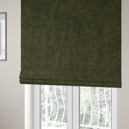 Sunset Chenille Material Army Green Colour Upholstery Fabric CTR-1315 - Roman Blinds