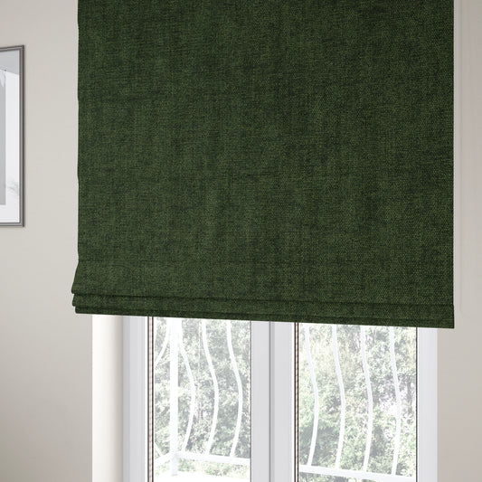 Sunset Chenille Material Hunter Green Colour Upholstery Fabric CTR-1316 - Roman Blinds