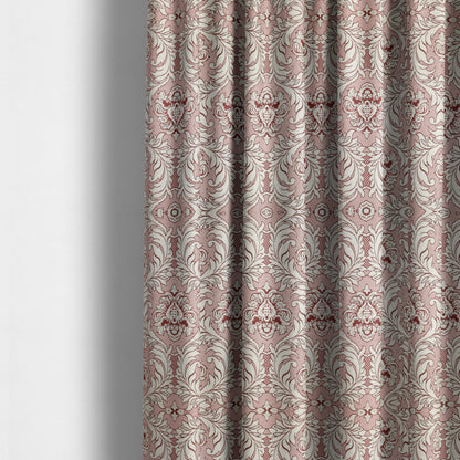 Sultan Collection Damask Pattern Silver Shine Effect Red Colour Upholstery Fabric CTR-132 - Made To Measure Curtains