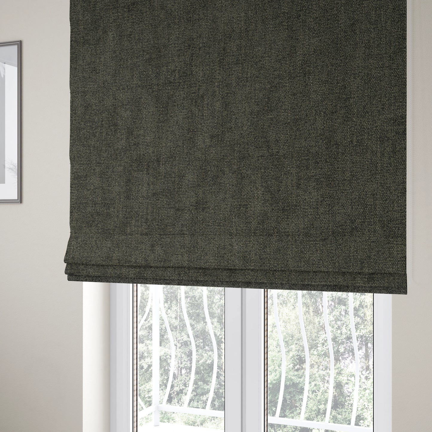 Sunset Chenille Material Iron Grey Colour Upholstery Fabric CTR-1325 - Roman Blinds