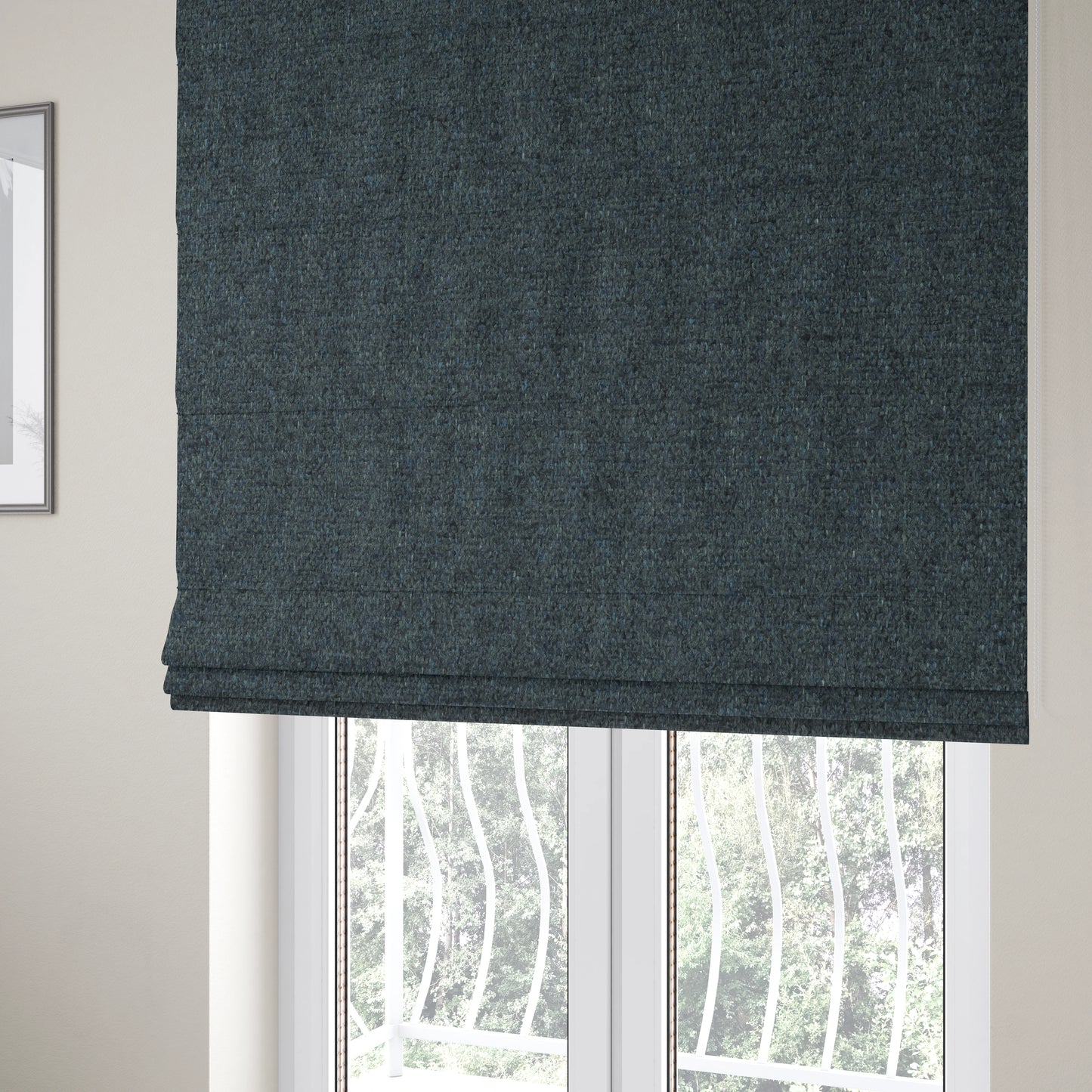 Alaska Textured Chenille Clean Easy Treated Blue Colour Upholstery Fabric CTR-1334 - Roman Blinds