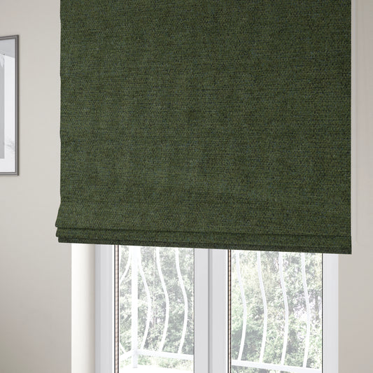 Alaska Textured Chenille Clean Easy Treated Green Colour Upholstery Fabric CTR-1335 - Roman Blinds