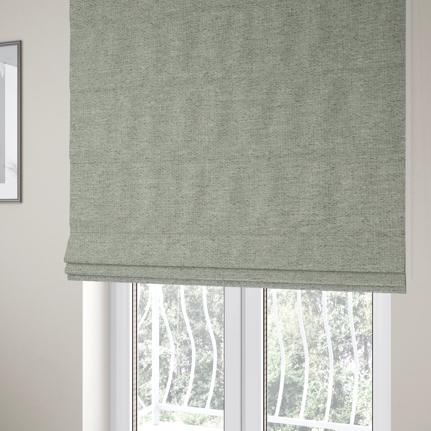 Alaska Textured Chenille Clean Easy Treated White Silver Colour Upholstery Fabric CTR-1336 - Roman Blinds