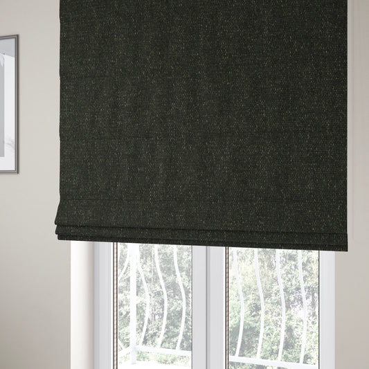 Alaska Textured Chenille Clean Easy Treated Black Colour Upholstery Fabric CTR-1339 - Roman Blinds