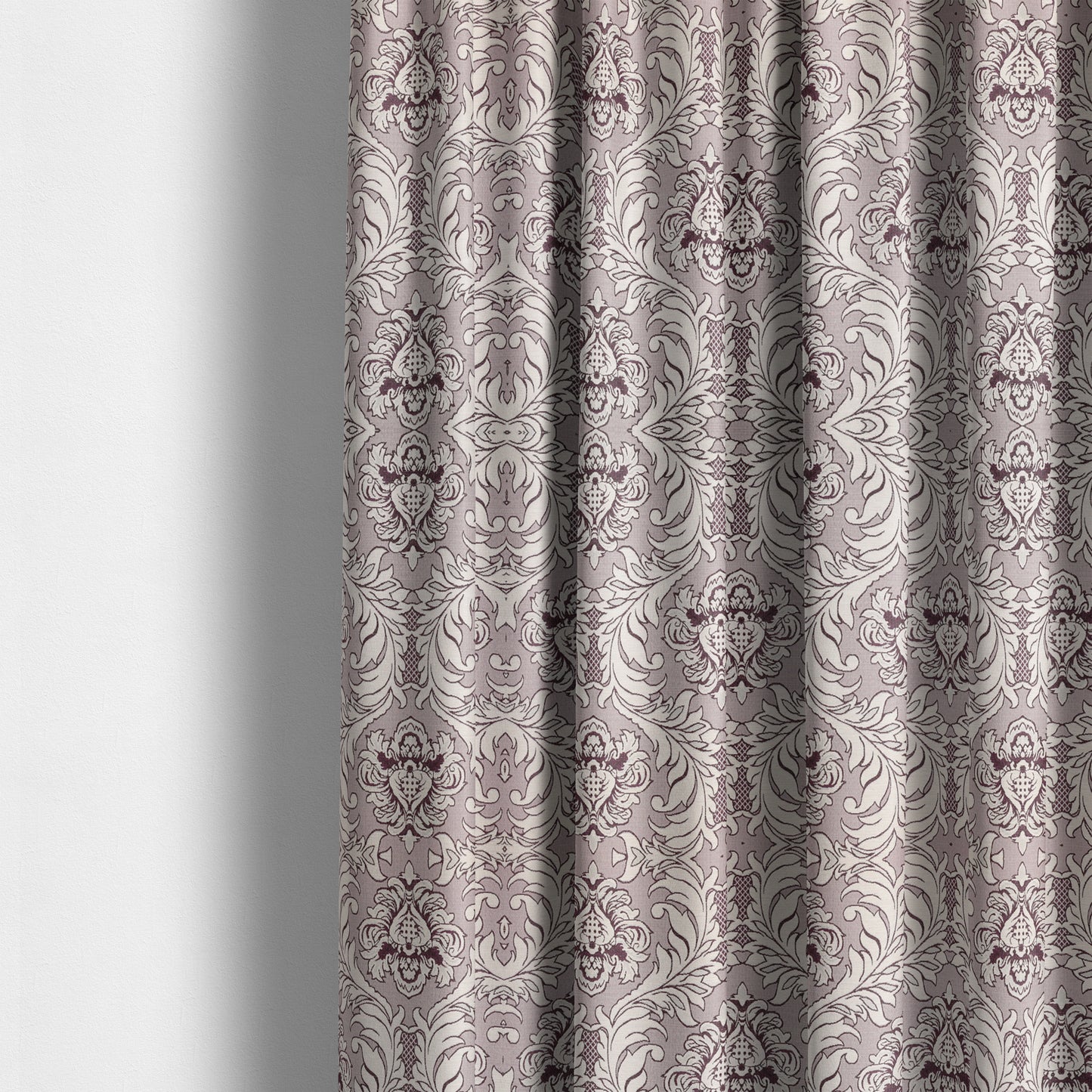 Sultan Collection Damask Pattern Silver Shine Effect Purple Colour Upholstery Fabric CTR-134 - Made To Measure Curtains