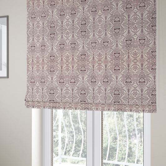 Sultan Collection Damask Pattern Silver Shine Effect Purple Colour Upholstery Fabric CTR-134 - Roman Blinds