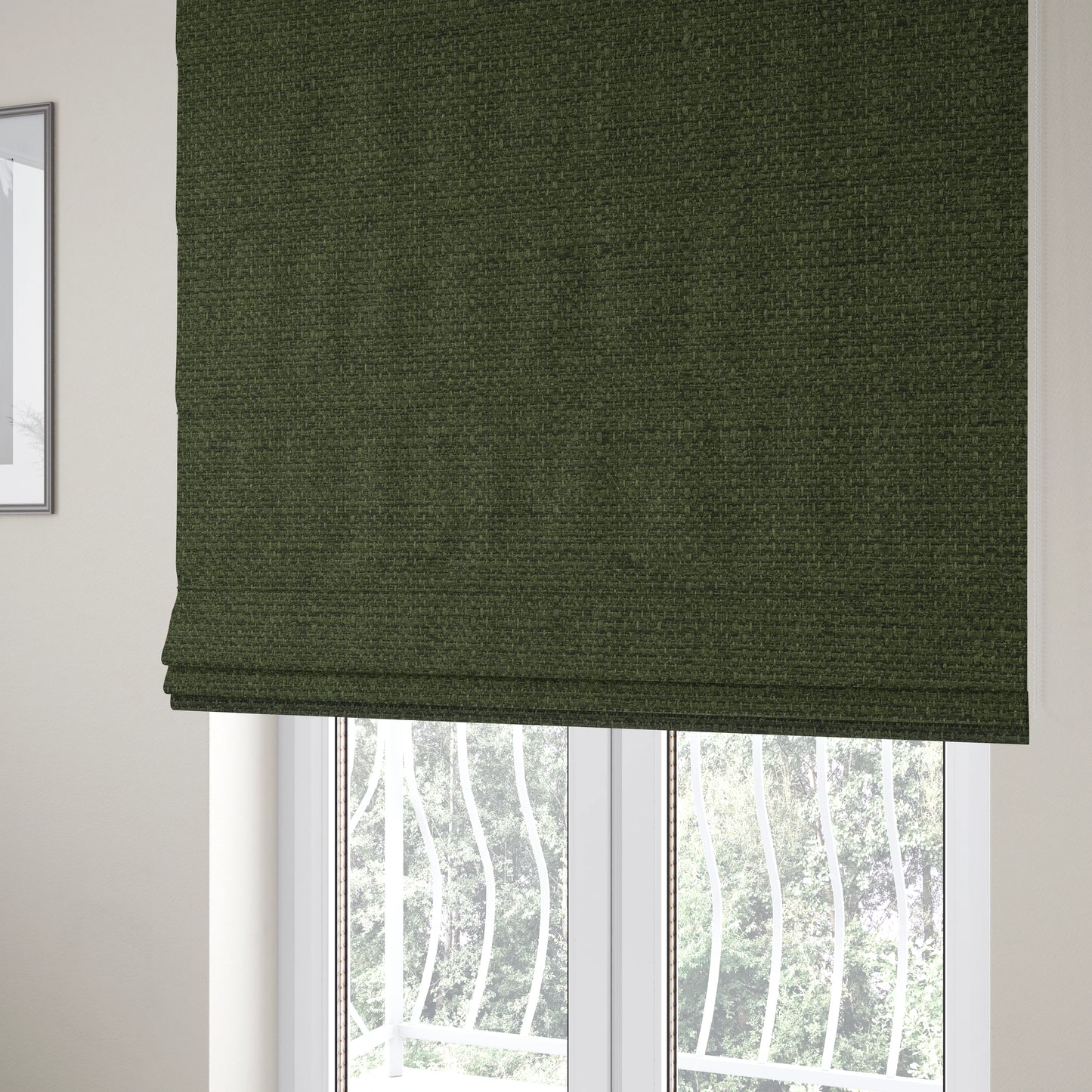 Washington Textured Chenille Green Colour Upholstery Fabric CTR-1344 - Roman Blinds