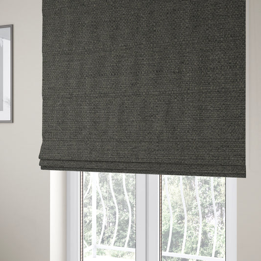 Washington Textured Chenille Charcoal Colour Upholstery Fabric CTR-1347 - Roman Blinds