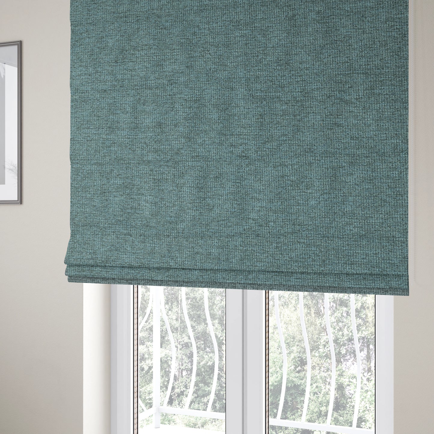 Eddison Soft Weave Water Repellent Treated Material Blue Colour Upholstery Fabric CTR-1349 - Roman Blinds