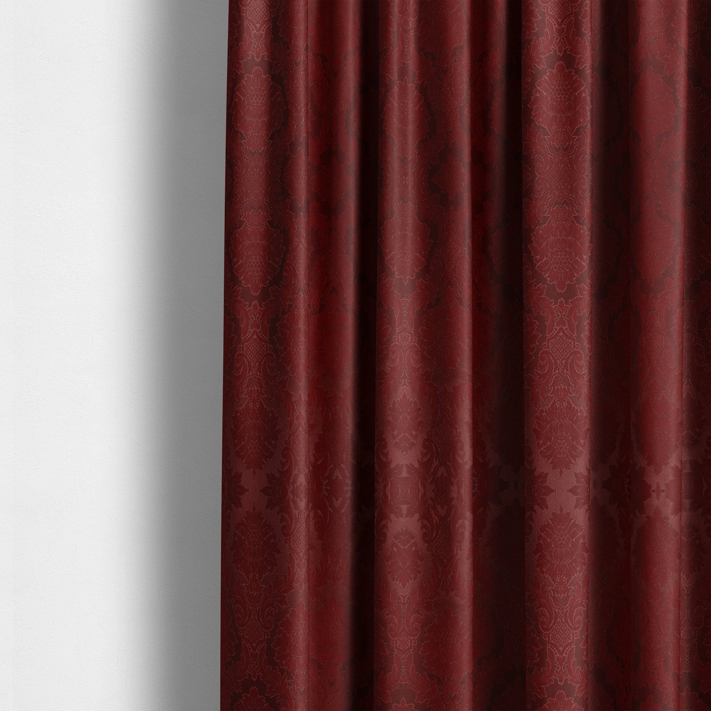 Anook Collection Red Colour Damask Floral Pattern Soft Chenille Upholstery Fabric CTR-135 - Made To Measure Curtains