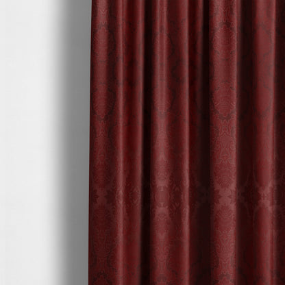 Anook Collection Red Colour Damask Floral Pattern Soft Chenille Upholstery Fabric CTR-135 - Made To Measure Curtains