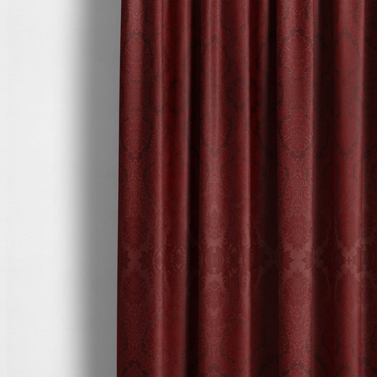 Anook Collection Red Colour Damask Floral Pattern Soft Chenille Upholstery Fabric CTR-135 - Made To Measure Curtains