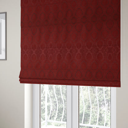 Anook Collection Red Colour Damask Floral Pattern Soft Chenille Upholstery Fabric CTR-135 - Roman Blinds