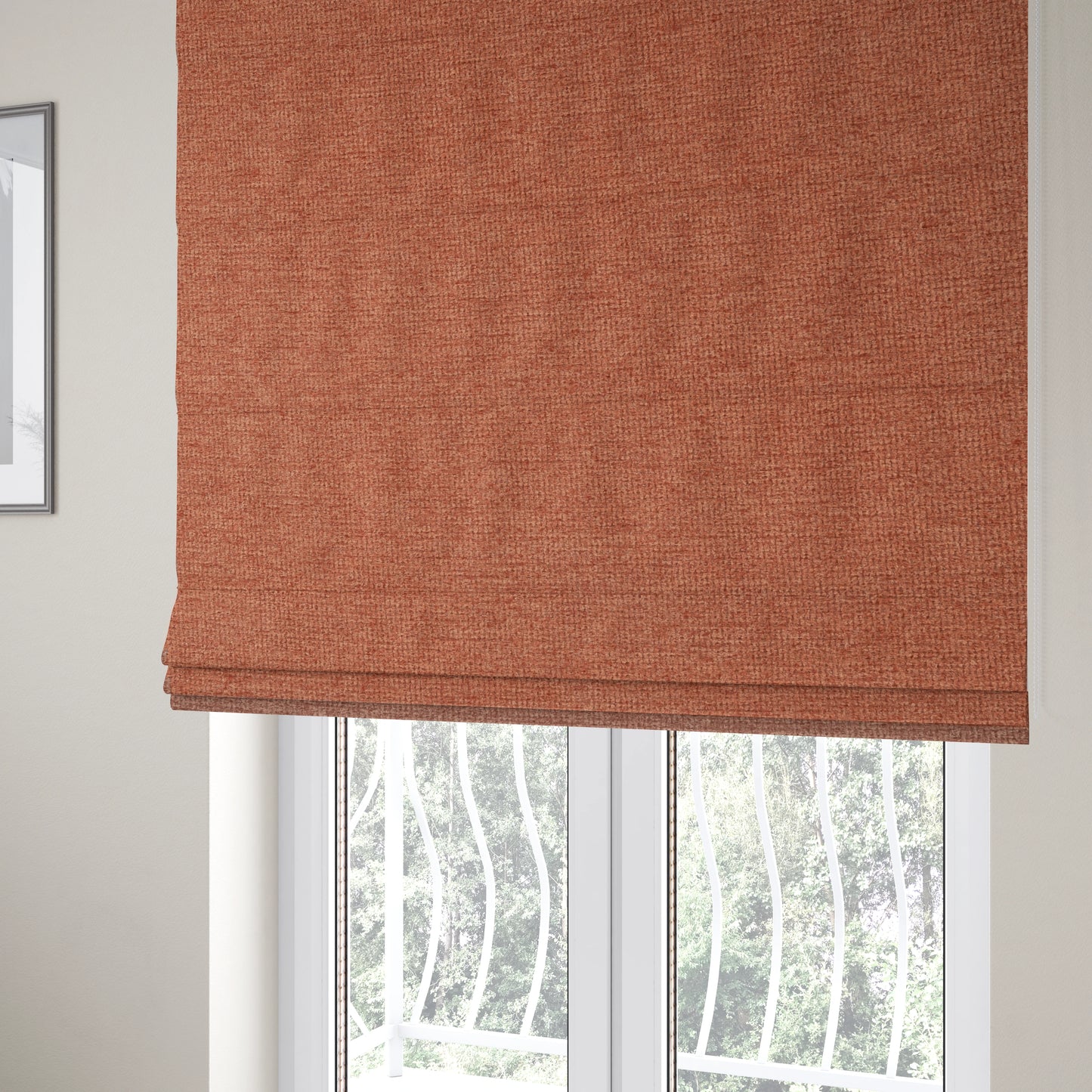 Eddison Soft Weave Water Repellent Treated Material Orange Colour Upholstery Fabric CTR-1351 - Roman Blinds