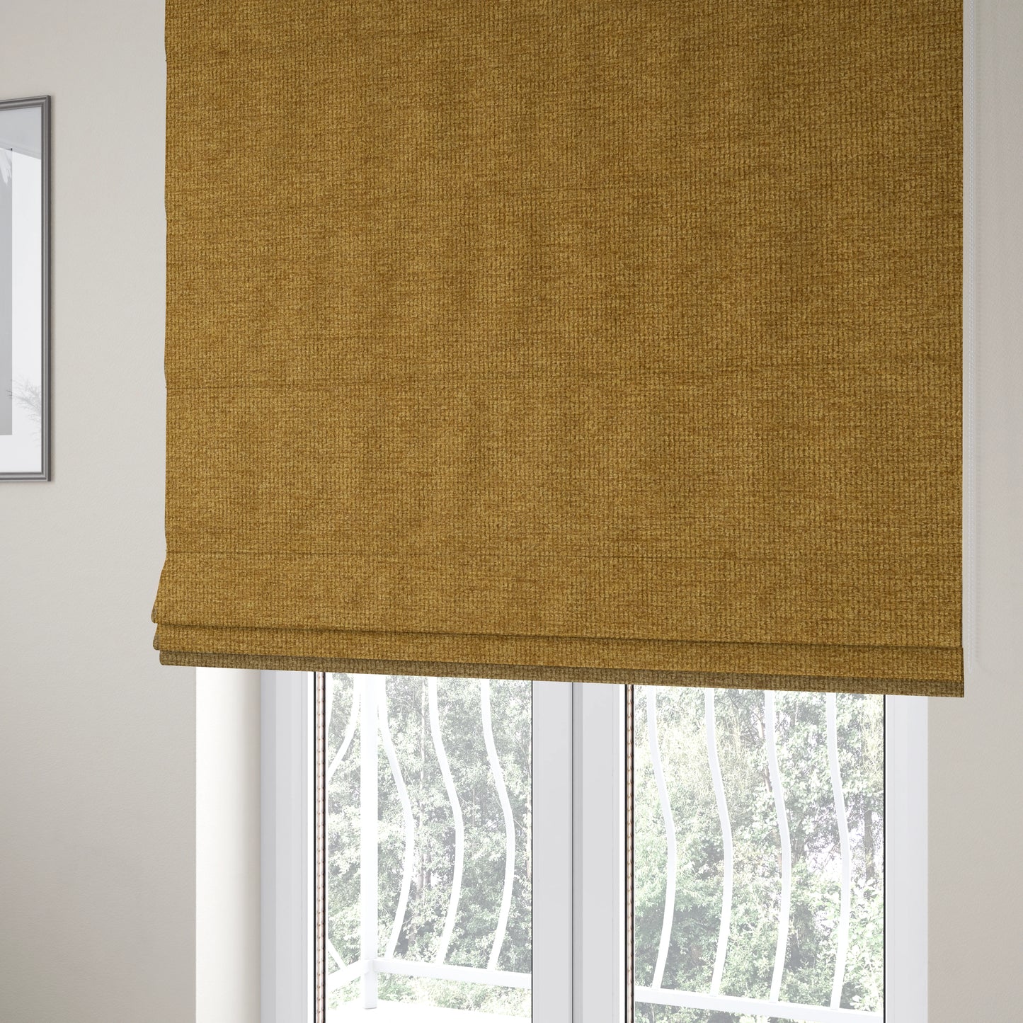 Eddison Soft Weave Water Repellent Treated Material Yellow Colour Upholstery Fabric CTR-1357 - Roman Blinds