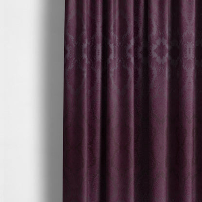 Anook Collection Purple Colour Damask Floral Pattern Soft Chenille Upholstery Fabric CTR-136 - Made To Measure Curtains