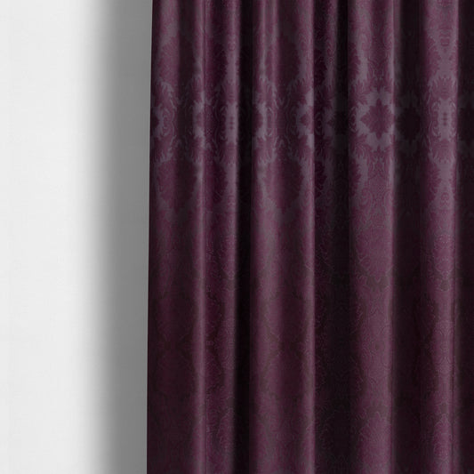 Anook Collection Purple Colour Damask Floral Pattern Soft Chenille Upholstery Fabric CTR-136 - Made To Measure Curtains