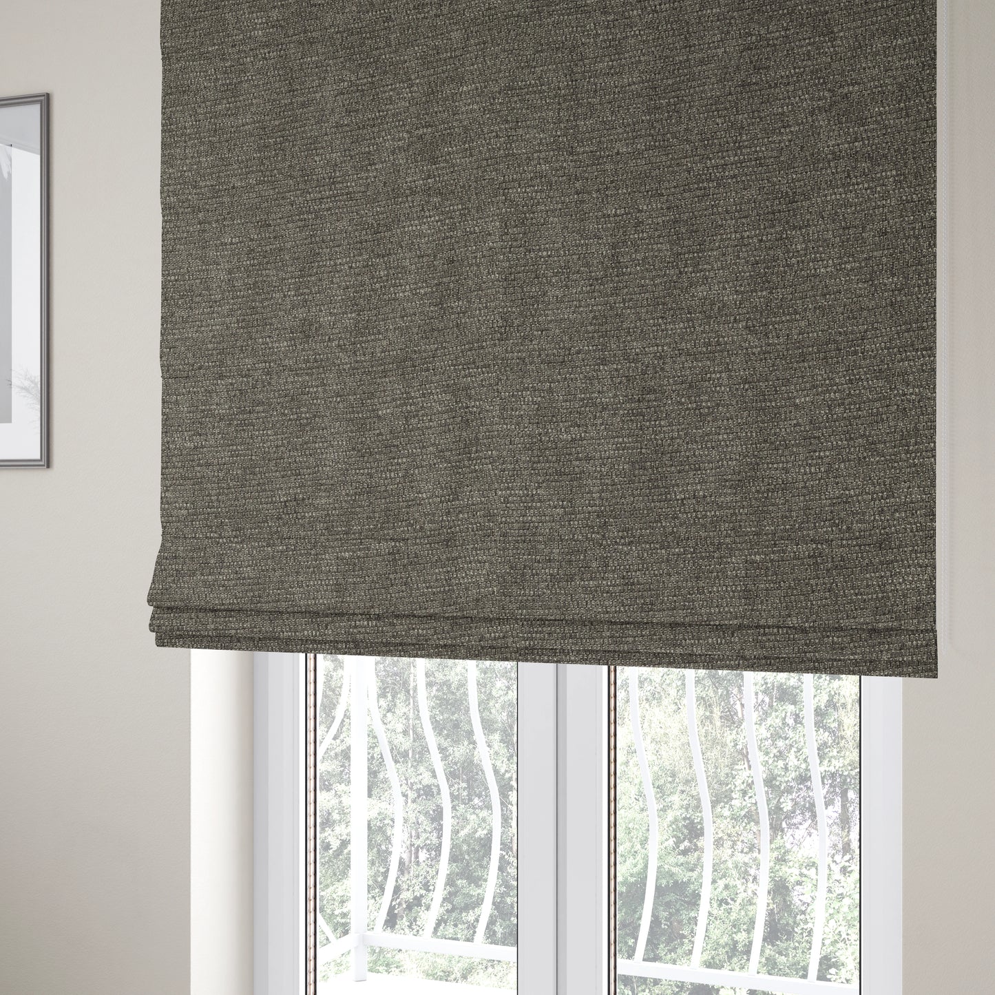 Malta Basket Weave Material Steel Grey Colour Upholstery Fabric CTR-1372 - Roman Blinds