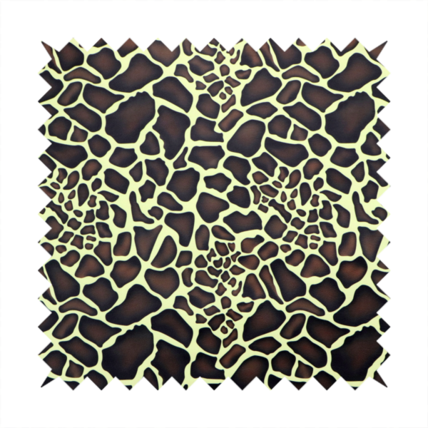 A seamless, repeating fabric pattern featuring a brown and cream giraffe print with a textured, leather-like finish on the dark spots.