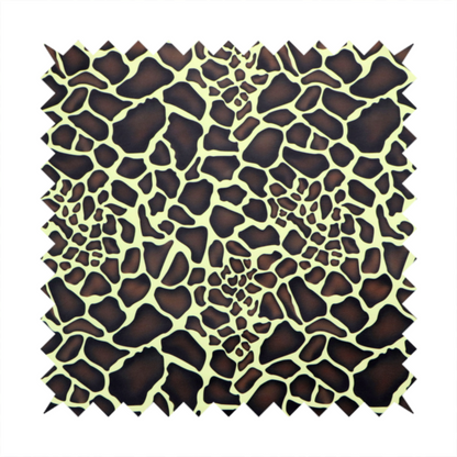 A seamless, repeating fabric pattern featuring a brown and cream giraffe print with a textured, leather-like finish on the dark spots.