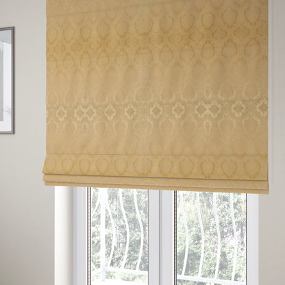 Anook Collection Gold Colour Damask Floral Pattern Soft Chenille Upholstery Fabric CTR-138 - Roman Blinds