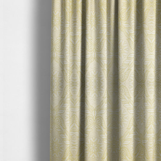 Sultan Collection Damask Floral Pattern Gold Shine Effect Colour Upholstery Fabric CTR-139 - Made To Measure Curtains