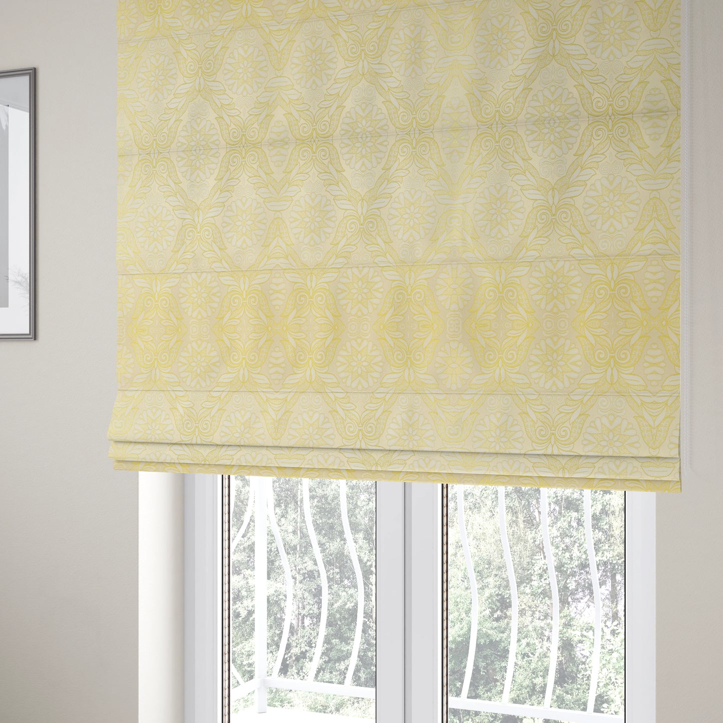 Sultan Collection Damask Floral Pattern Gold Shine Effect Colour Upholstery Fabric CTR-139 - Roman Blinds