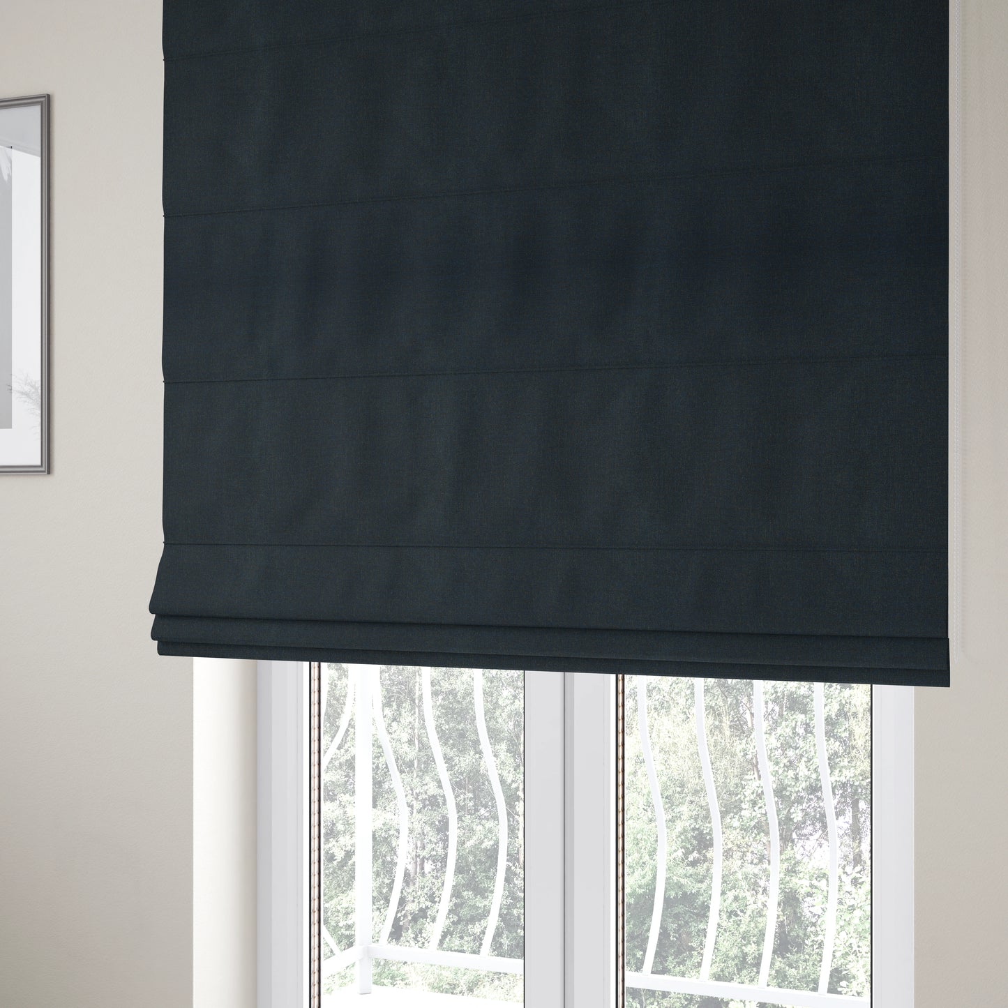 Monaco Fine Plain Weave Blue Black Upholstery Fabric CTR-1408 - Roman Blinds