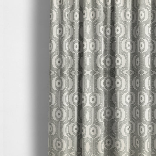 Apocalypse Geometric Pattern Fabric In Silver Grey Colour Upholstery Fabric CTR-141 - Made To Measure Curtains