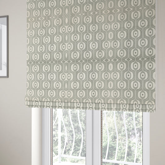 Apocalypse Geometric Pattern Fabric In Silver Grey Colour Upholstery Fabric CTR-141 - Roman Blinds