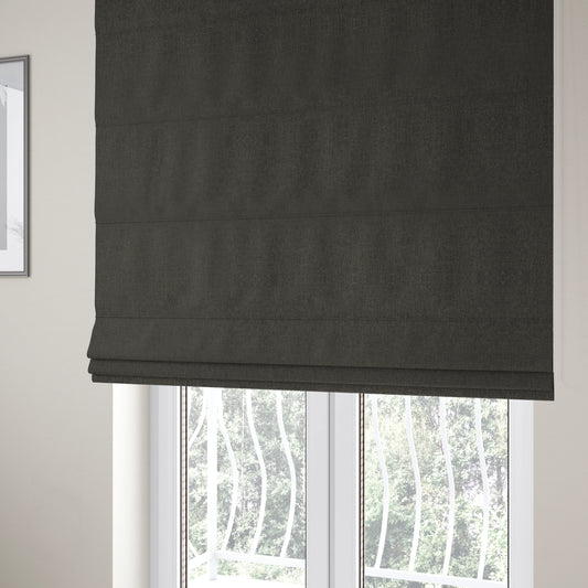 Monaco Fine Plain Weave Black Upholstery Fabric CTR-1419 - Roman Blinds