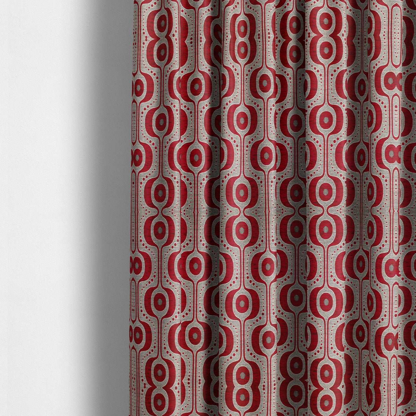 Apocalypse Geometric Pattern Fabric In Red Colour Upholstery Fabric CTR-142 - Made To Measure Curtains